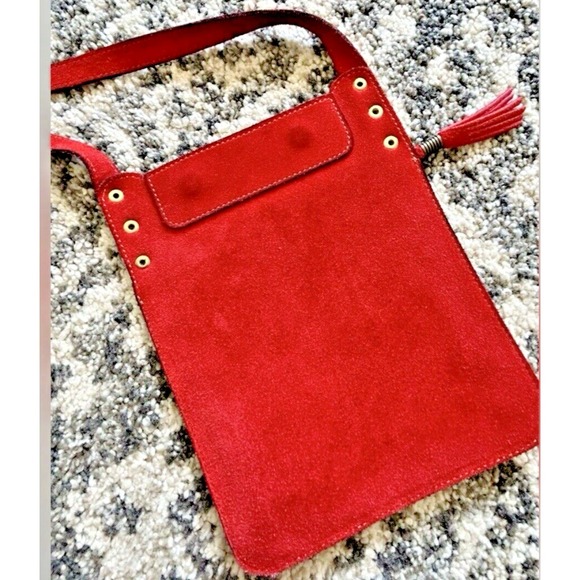 Unbranded Red Mini Suede Crossbody with Pockets - Picture 4 of 4
